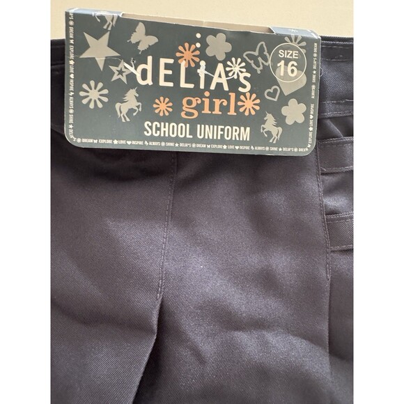 Girls' Adjustable Waist Pleated-Front skirt Two-Tab Scooter navy blue size 16 - Picture 11 of 16